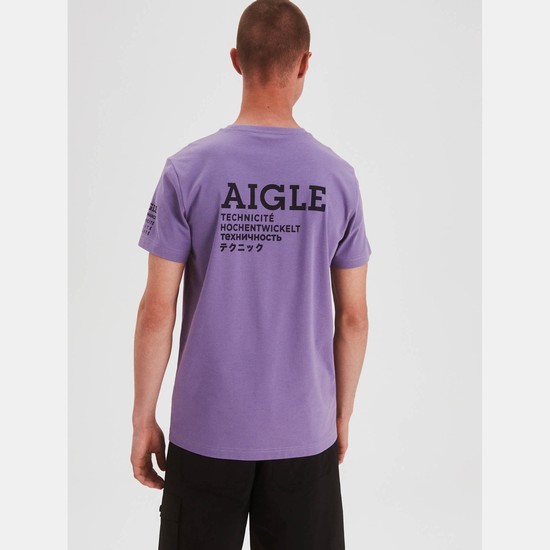 Aigle Organic Cotton T-shirts Men Purple ZA-79835